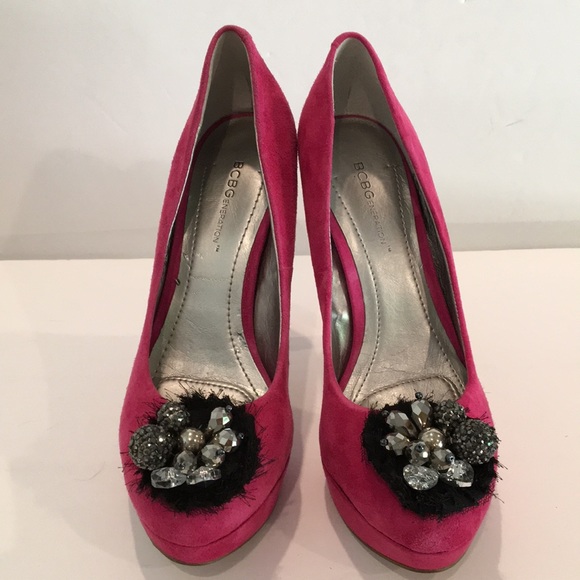 Bcbg Pink Suede Stiletto Platforms. Sassy Sz 8 - Picture 2 of 7